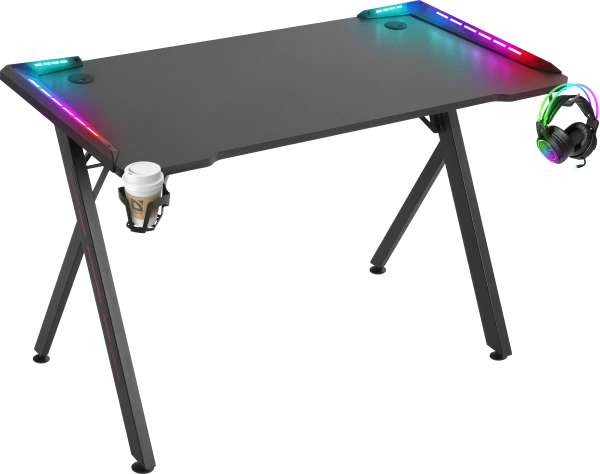 Gaming sto Defender Extreme 75cm x 110cm x 60cm x 15mm/Backlight/Držač za čase/crni