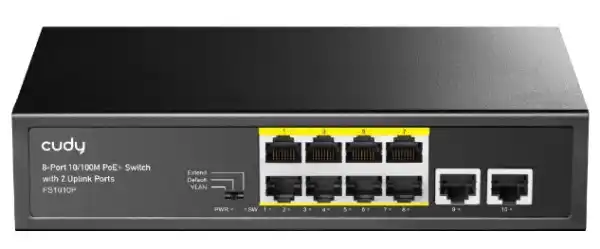 Svič 8-Port 10/100M PoE+/2 Uplink 10/100M, 120W Cudy FS1010P
