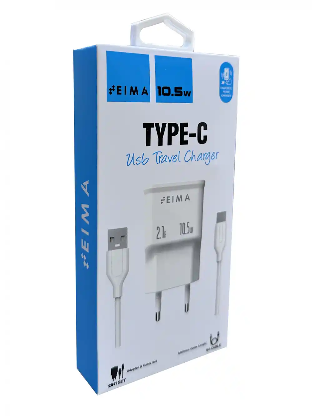 Kućni punjač fast EIMA EM-80 2,1A  2u1 sa Type C usb kablom