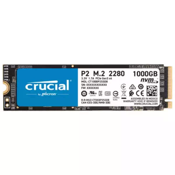 SSD M.2 NVMe 1TB Crucial P2 1TB NVMe CIe M.2 internal SSD CT1000P2SSD8 2400/1800