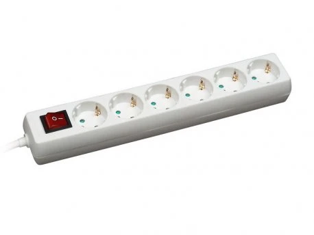 Produžni kabl sa prekidačem 6 utičnica 16A 250V 5m Commel C0839 Beli
