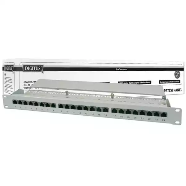 Patch panel 19/1U sa 24 ugrađena modula RJ45 kat. 6 DN91624S