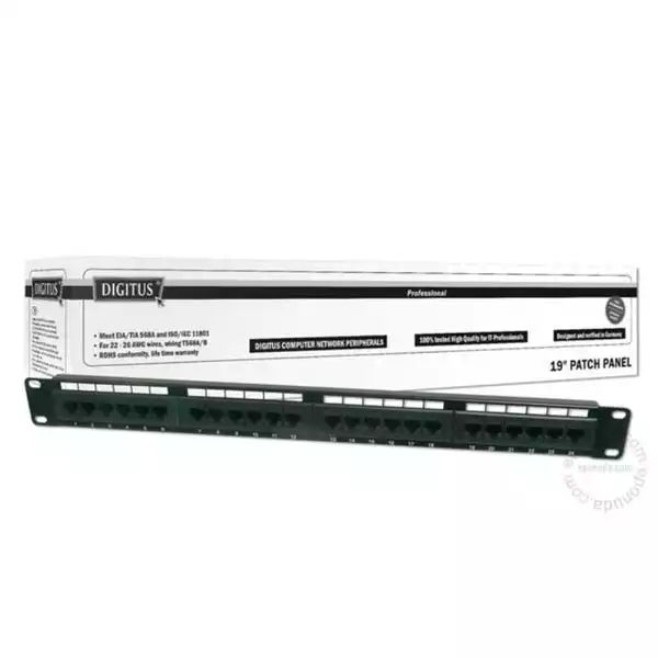 Patch panel 19/1U sa 24 ugrađena modula RJ45 kat. 6 DN91624U