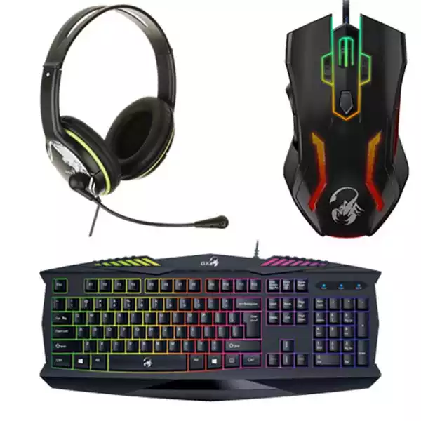 Gaming tastatura K220 YU + Gaming miš Scorpion Spear pro + Slušalice sa mikrofonom HS-400A