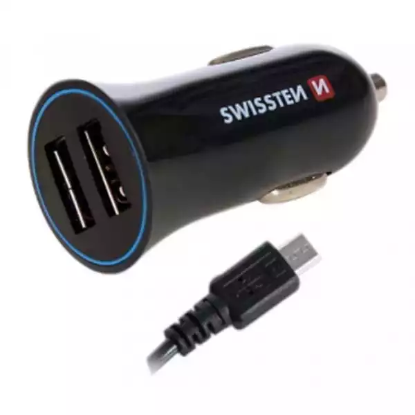 Auto punjač Swissten 2.4A 2xUSB+ kabl lighting Apple