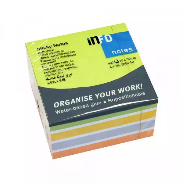 Info notes Samolepljivi listići Info Notes 450 lis, 75x75mm color mix 5654-52 ( C056 ) 