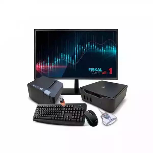 ZEUS Fiscal paket-GK3V Cel QC J4125/8GB/128/Win10 Pro+Mon ZUS190MAX+term št POS2022+Omnikey 3021+k&m