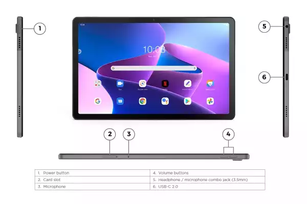 Tablet Lenovo Tab M10+ TB125FU 10.61 2K/MTK Helio 8C/4GB/128GB/5-8MP/Case+Folio ZAAJ0383RS