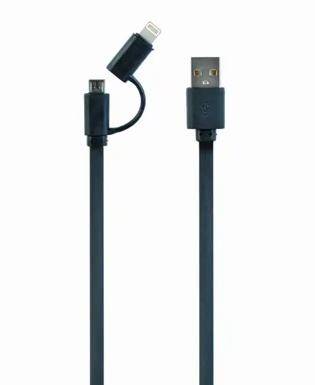 Kabl USB CC-USB2-AMLM2-1M USB charging combo cable iPhones 8-pin + Micro USB, black, 1 m