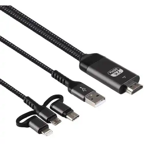 Kabl 3in1  HDMI - USB Micro/Tip C/Iphone 2K 2m Linkom