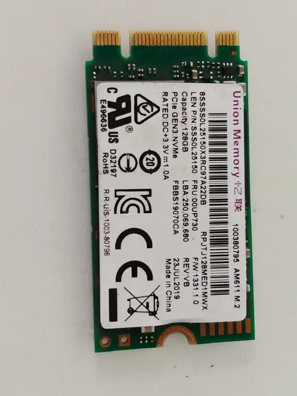 SSD M.2 NVMe 128GB Union Memory AM611 / 2242 Bulk