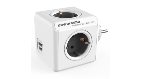 PowerCube Original Allocacoc (1202GY/DEOUPC) USB 4xšuko+2USB 5V/2.1A Sivi