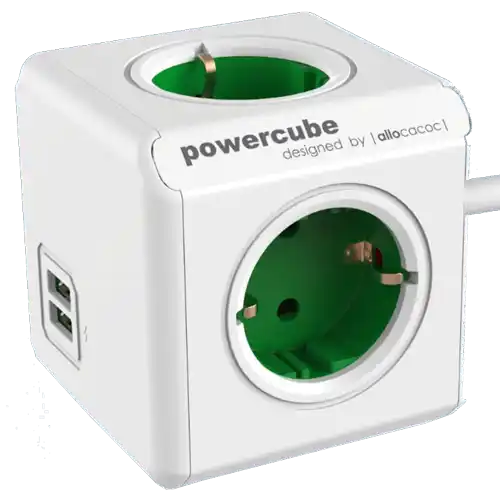 PowerCube Allocacoc (1402BL/DEEUPC) Extended 4xšuko+2USB 5V/2.1A Zeleni